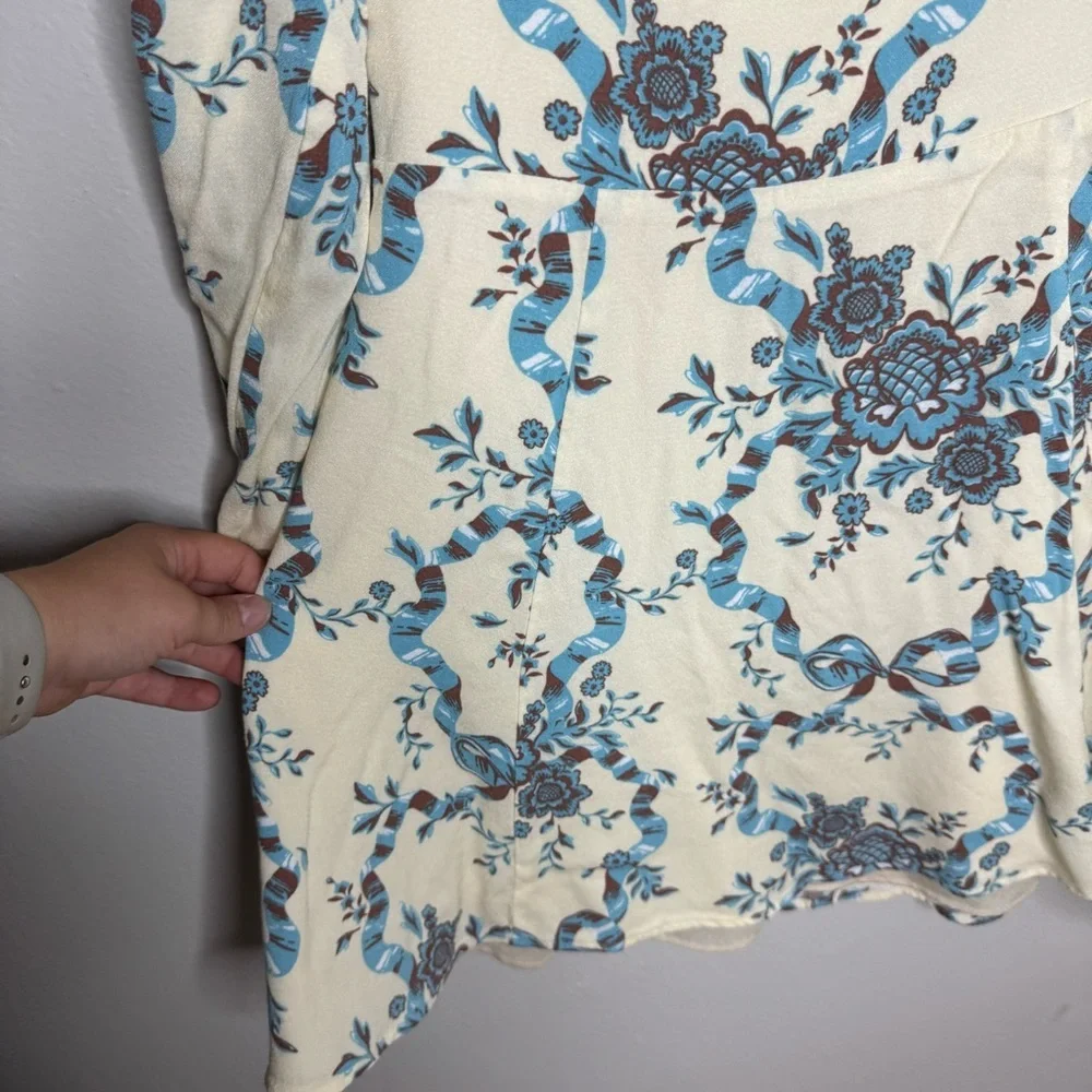 Sunday Best Womens Babydoll Dress Square Neck Long Sleeve Floral Multicolor - Picture 9 of 13
